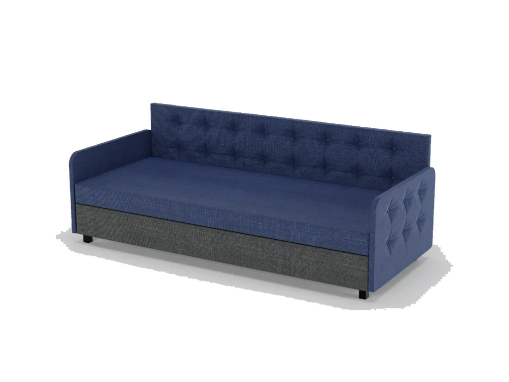 Sofa jednoosobowa z pojemnikiem na pościel i pikowanymi bokami